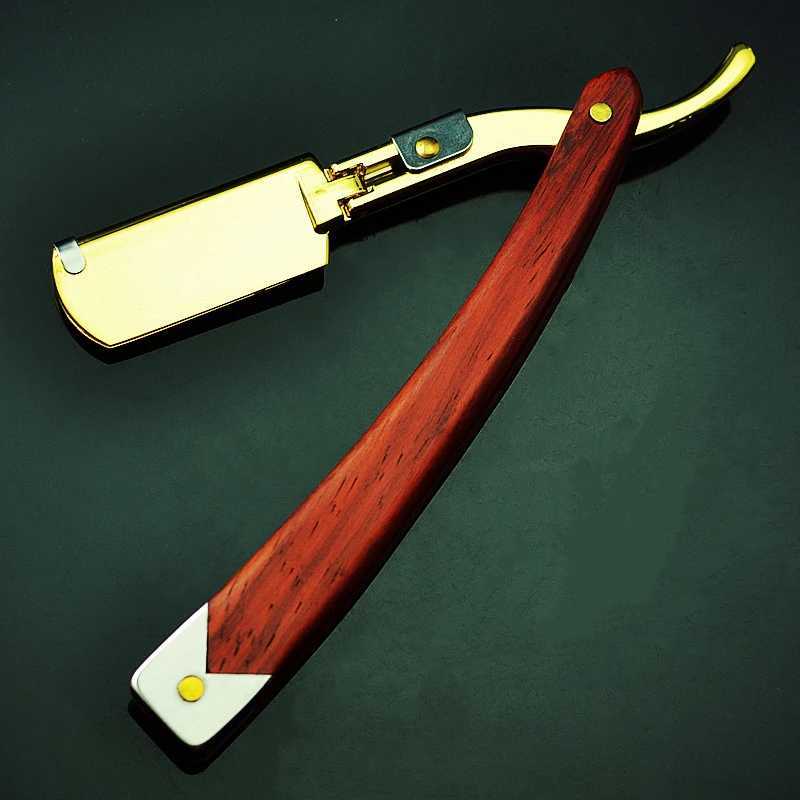 1PC Stainless Steel Manual Straight Razor Mens Shaving Razors Solid Wood Handle Beard Remover Folding Shaving Knife G0114M240814