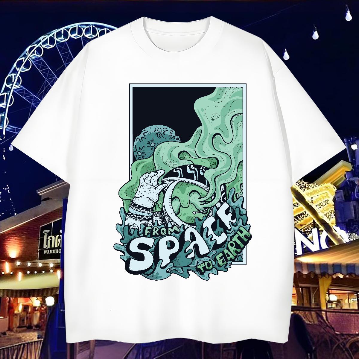 T-Shirts for Men 230g Cotton universe Outdoor Short Sleeve O-Neck Customized Print Tshirts Fashion Casual Brand Tees
