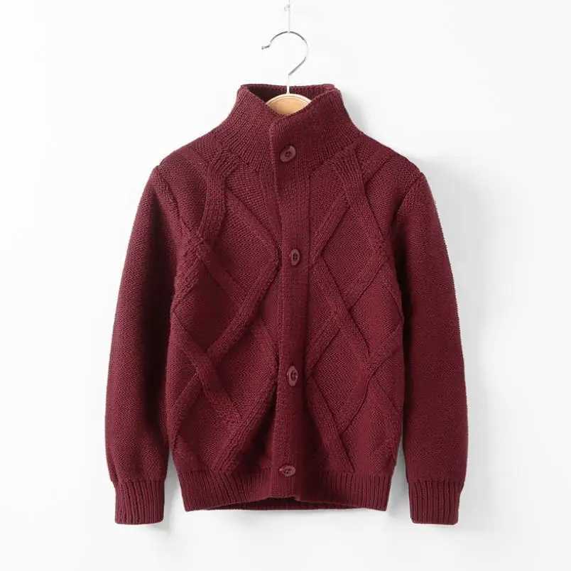 2018 Spring/Autumn Boys Sweatshirt Solid Color Keep Warm Knitted Jacquard Knitted V-neck Cardigan Suitable for Children 2-10 Years Old W240813