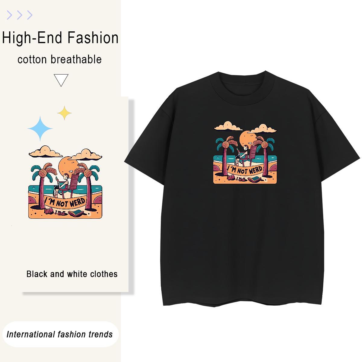 TOP Quality Men Tops Tees Daily Wear 230g 100% Cotton DIY Printed Round Neck Short Sleeve sun T-Shirts Fashion New Tshirts