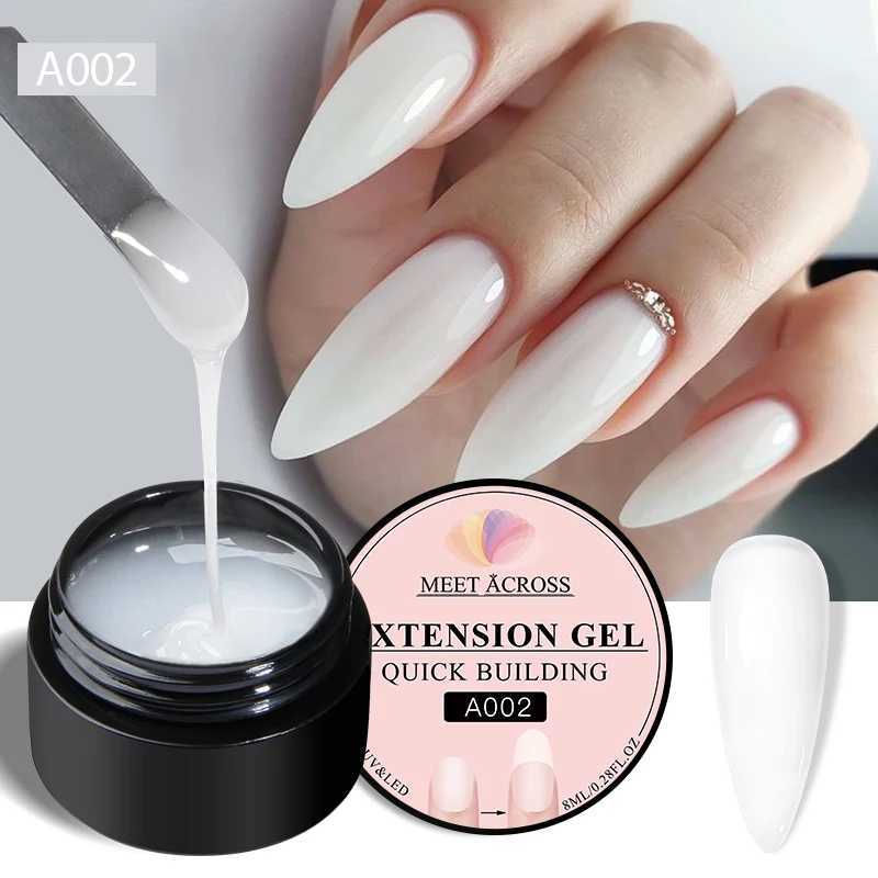 MEET ACROSS 8ml Milk White Quick Extension Gel Nail Polish Clear Nude Pink Semi Permanent Nail Art UV LED Gel Varnish ManicureM240814
