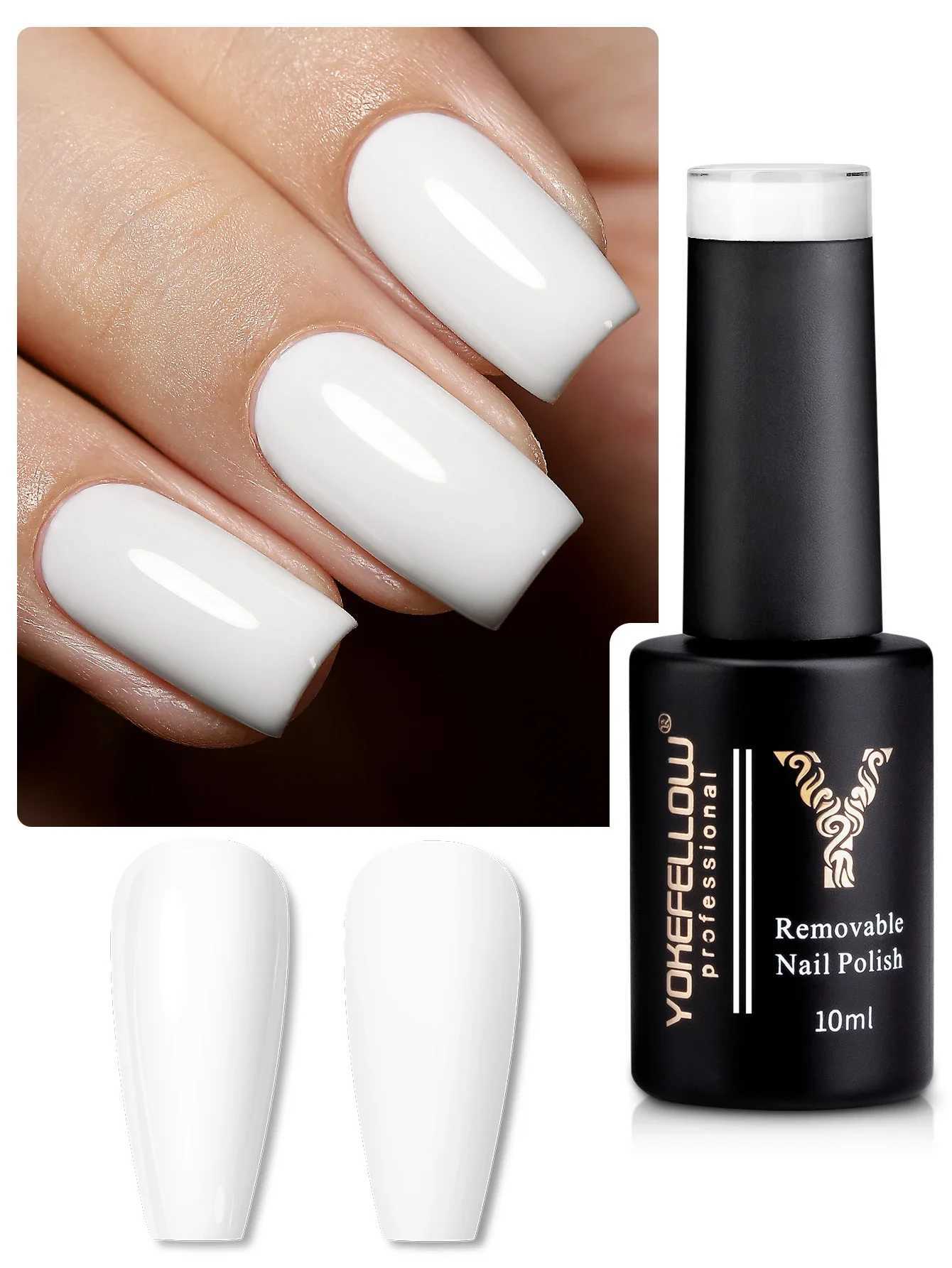 YOKEFELLOW Gel Nail Polish 10ml Pure White Color Soak Off UV LED Nail Gel Polish Nail Art Starter Manicure Salon DIY at HomeM240814