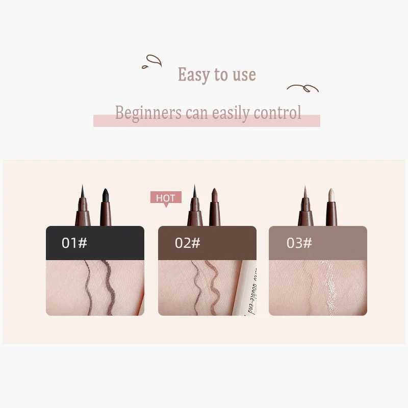 2 In 1 Brown Gel Eyeliner Pencil Ultra-slim Liquid Eye Liner Shadow Pen Smooth High Pigment Silkworm Gel Pen Lasting Eyes Makeup Y240813