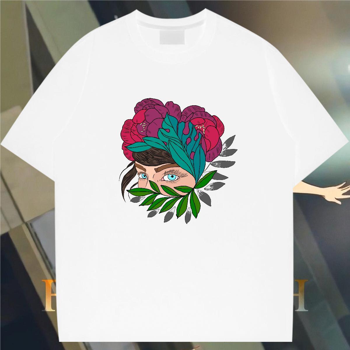 T shirt 230g 100% Cotton portrait Spring Summer Breathable Short Sleeve Custom Printing Men Clothes T-Shirt New Designer Loose Fit Clothings