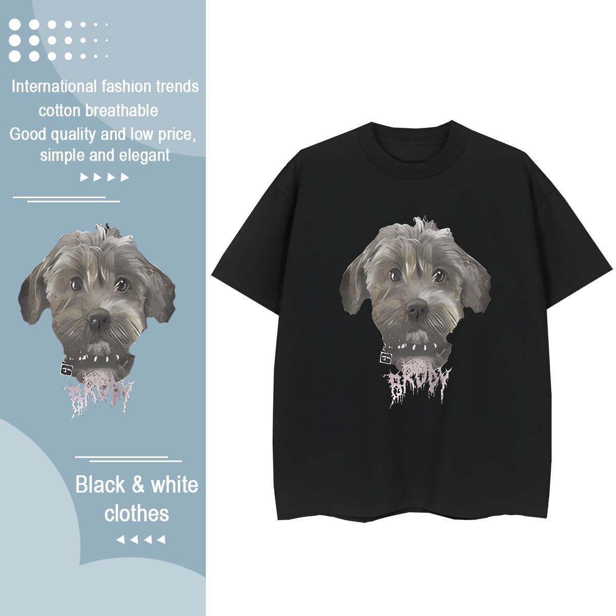 Soft T Shirts Men dog Round Neck Short Sleeve Beach Customized 230g Cotton Couples T Shirts New Designer Tee Shirt