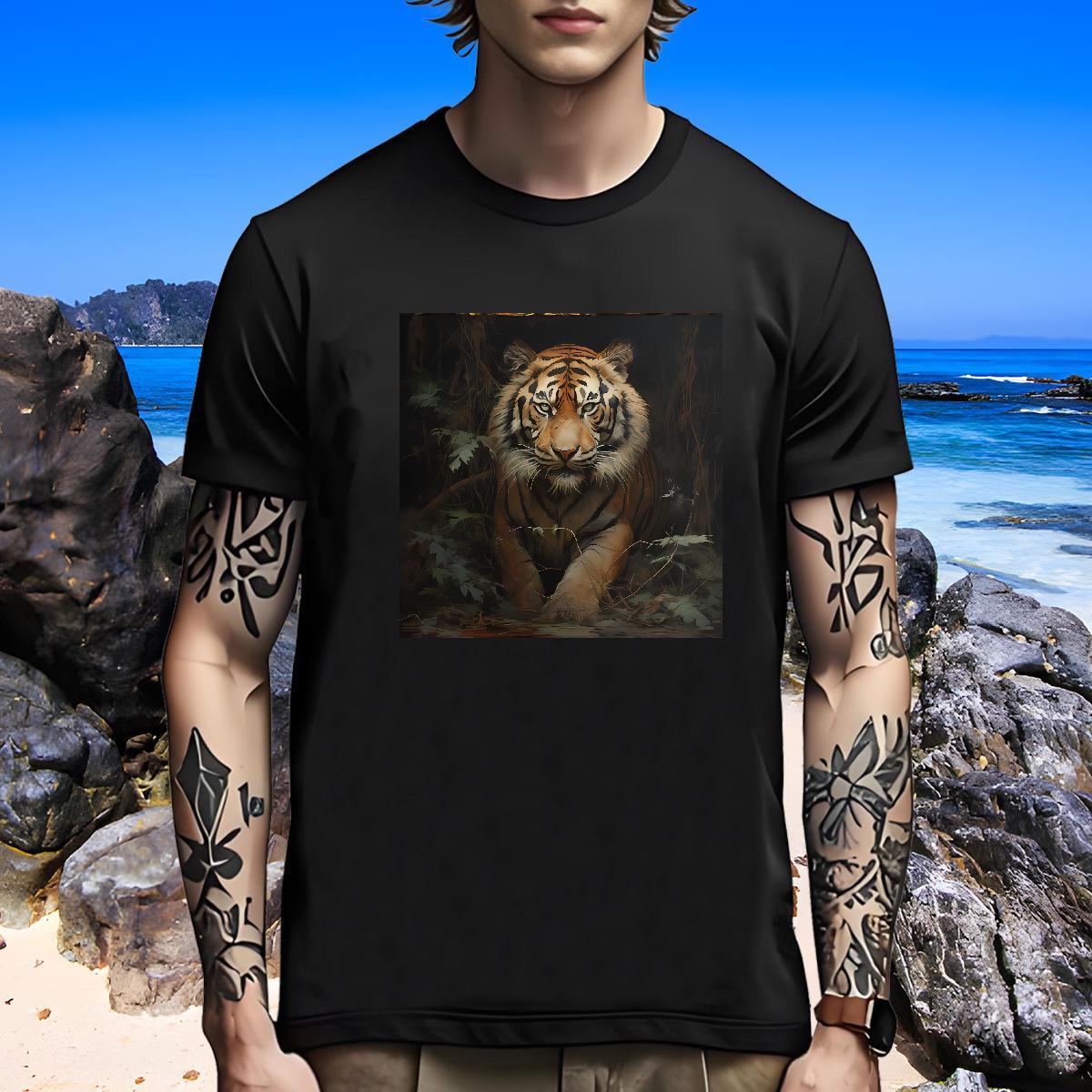 Designer T-Shirts for Men tiger Breathable Short Sleeve Street wear Hip Hop DIY Printed 230g Pure Cotton Couples T Shirts New Tees Shirts