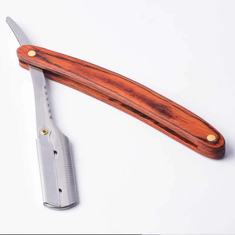 1Pcs Manual wood Handle Shaving Razor Mens Razor Classic Professional Barber Hair Cut Razor Change Blade Type Shaving KnifeM240814