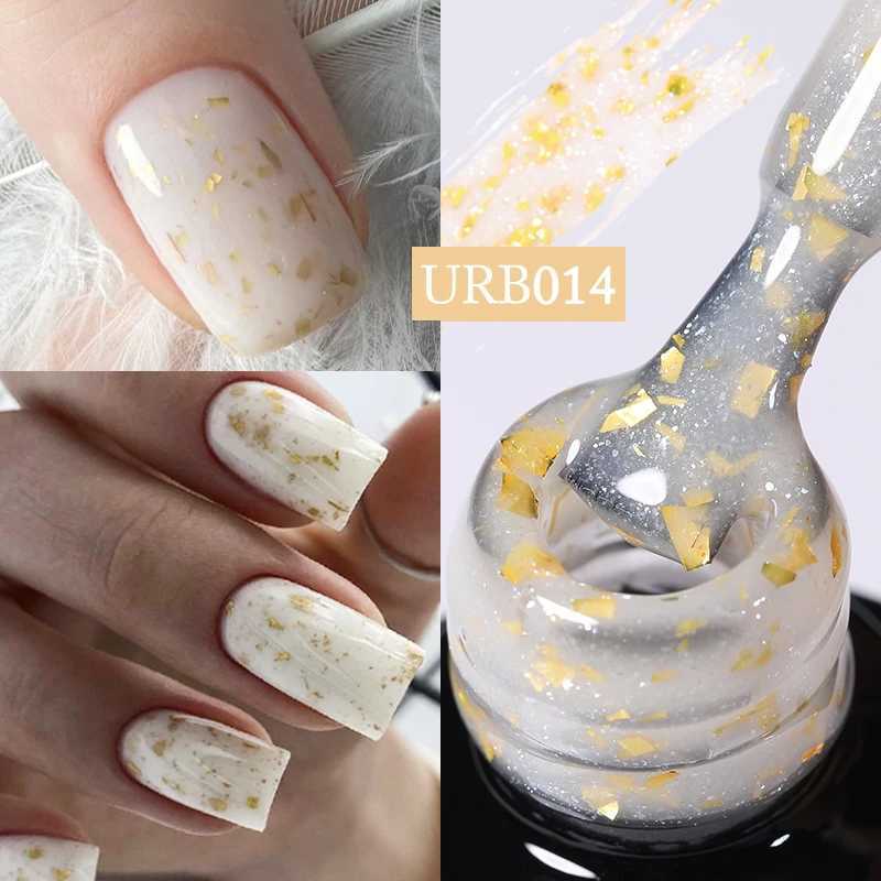 UR SUGAR 7ml Silver Glitter Flakes Rubber Base Gel Polish Milky White Jelly Color Soak Off UV LED Nail Art VarnishM240814