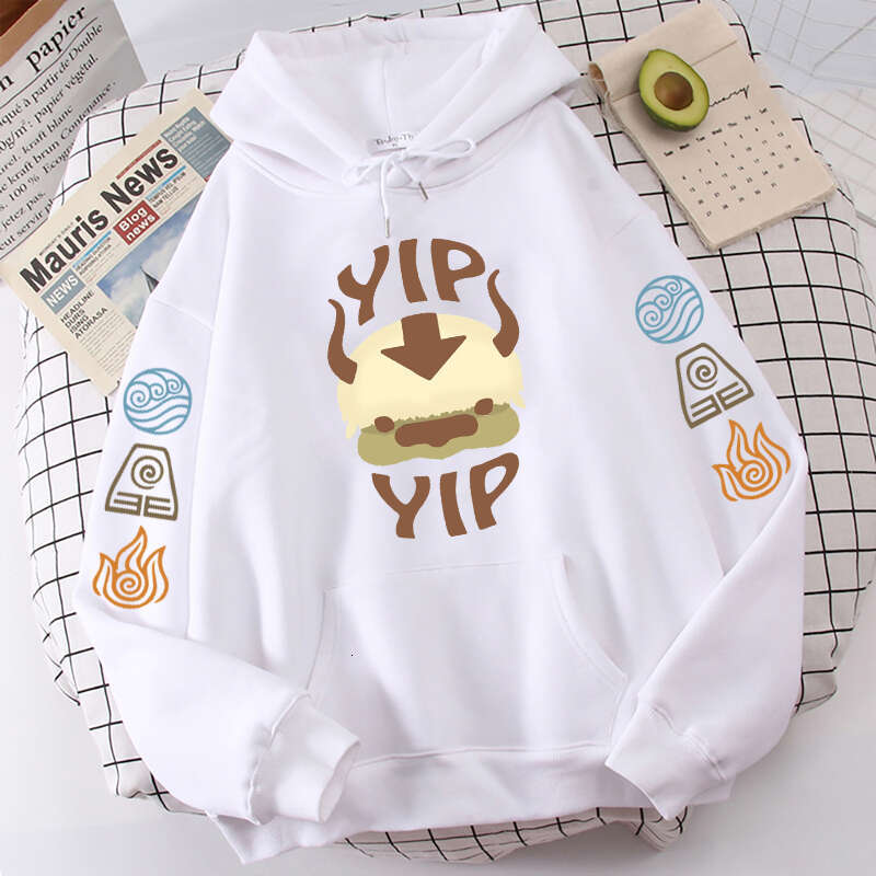The Avatar Last Airbender Hoodie Men Women Appa YIP Letter Print Long Sleeve Autumn Anime Plus Size Sweatshirt Female Streetwear