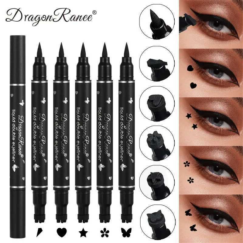 Double-ended Black Liquid Eyeliner Pencil Star Butterfly Heart Stamp Liner Pen 2 In1 Waterproof Fast Dry Eyes Makeup Cosmetics Y240813