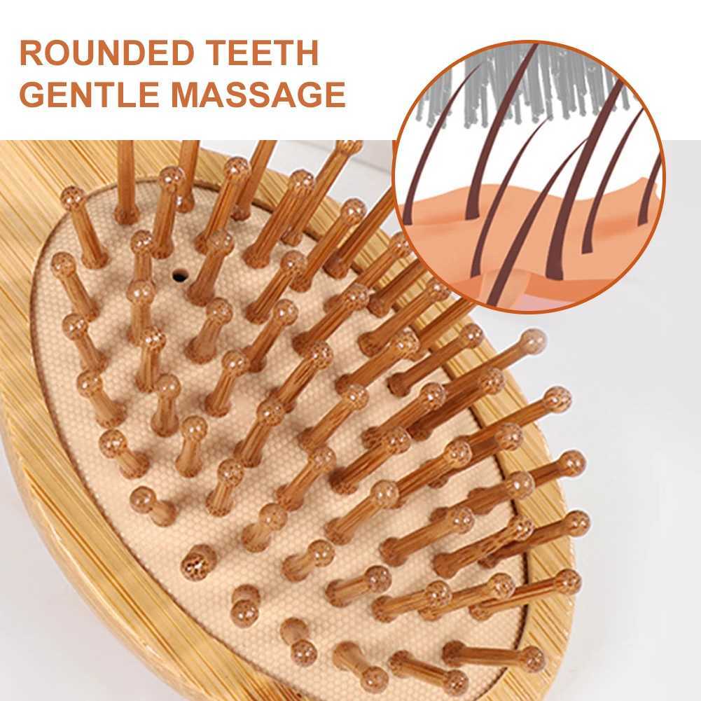 Bamboo massage hair brush anti-static air cushion to reduce hair loss hair care styling combing hair accessories W240813