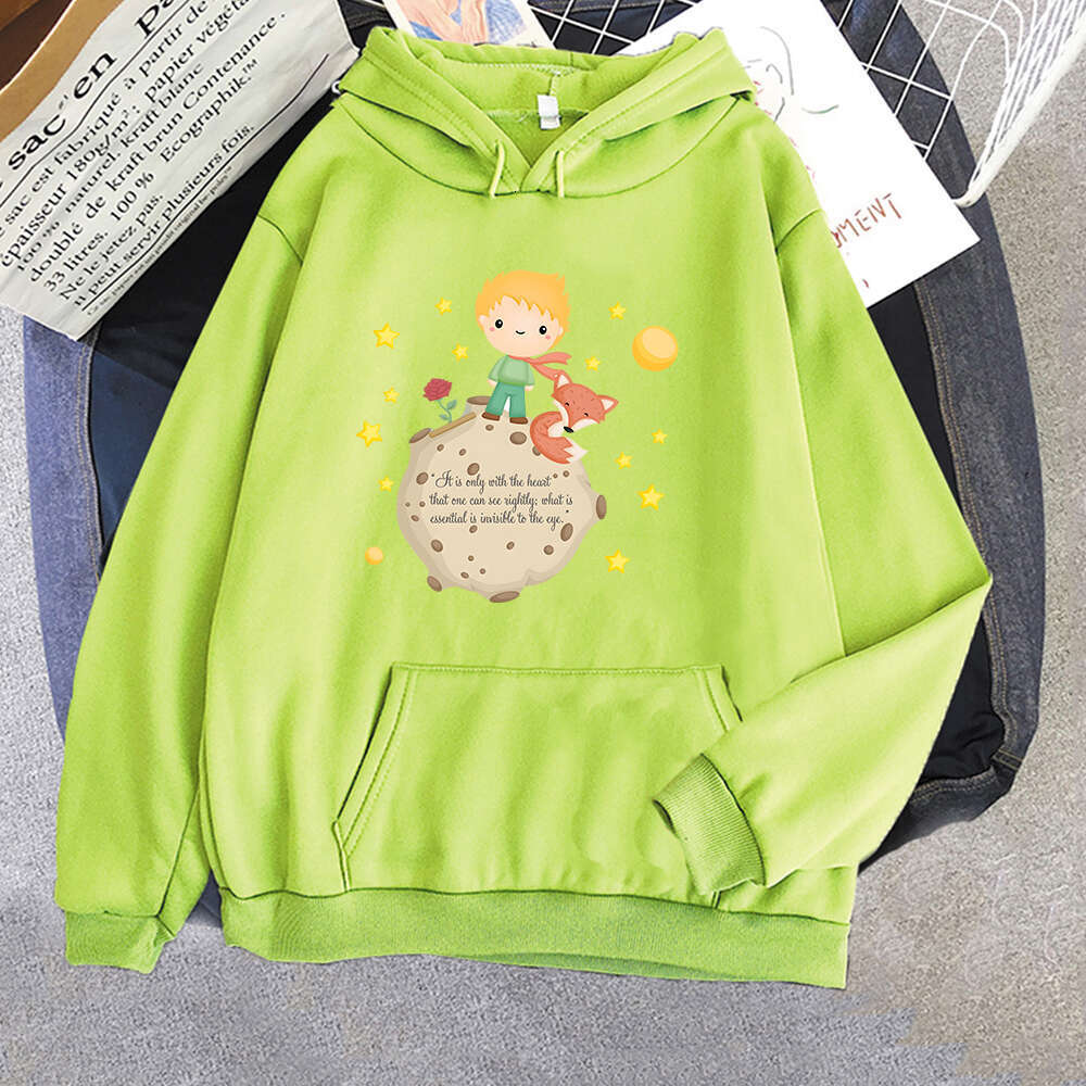 Prince Little And Fox Print Hooded Plus Size Hoodie Women Sweatshirts Haruku Autumn Winter Warm Female Pullover Clothing