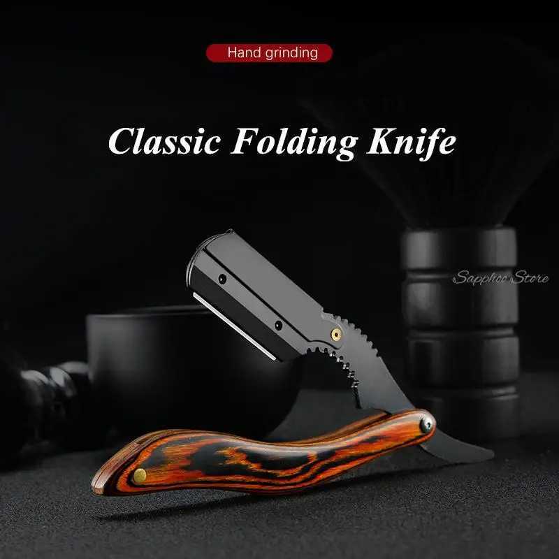 Retro Manual Folding Hairdressing Razor Mecarta Handle Haircut Shaving Beard Sweat Hair Armpit Hair Tool Folding Razor G1222M240814