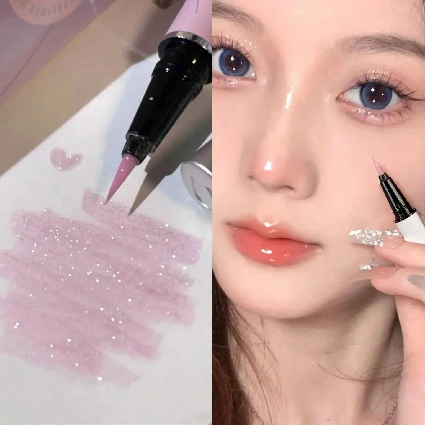 Glitter Lying Silkworm Pen Eye Makeup Highlight Brighten Lasting Water Proof Light Blue Pink Diamond High Gloss Colored Eyeliner Y240813