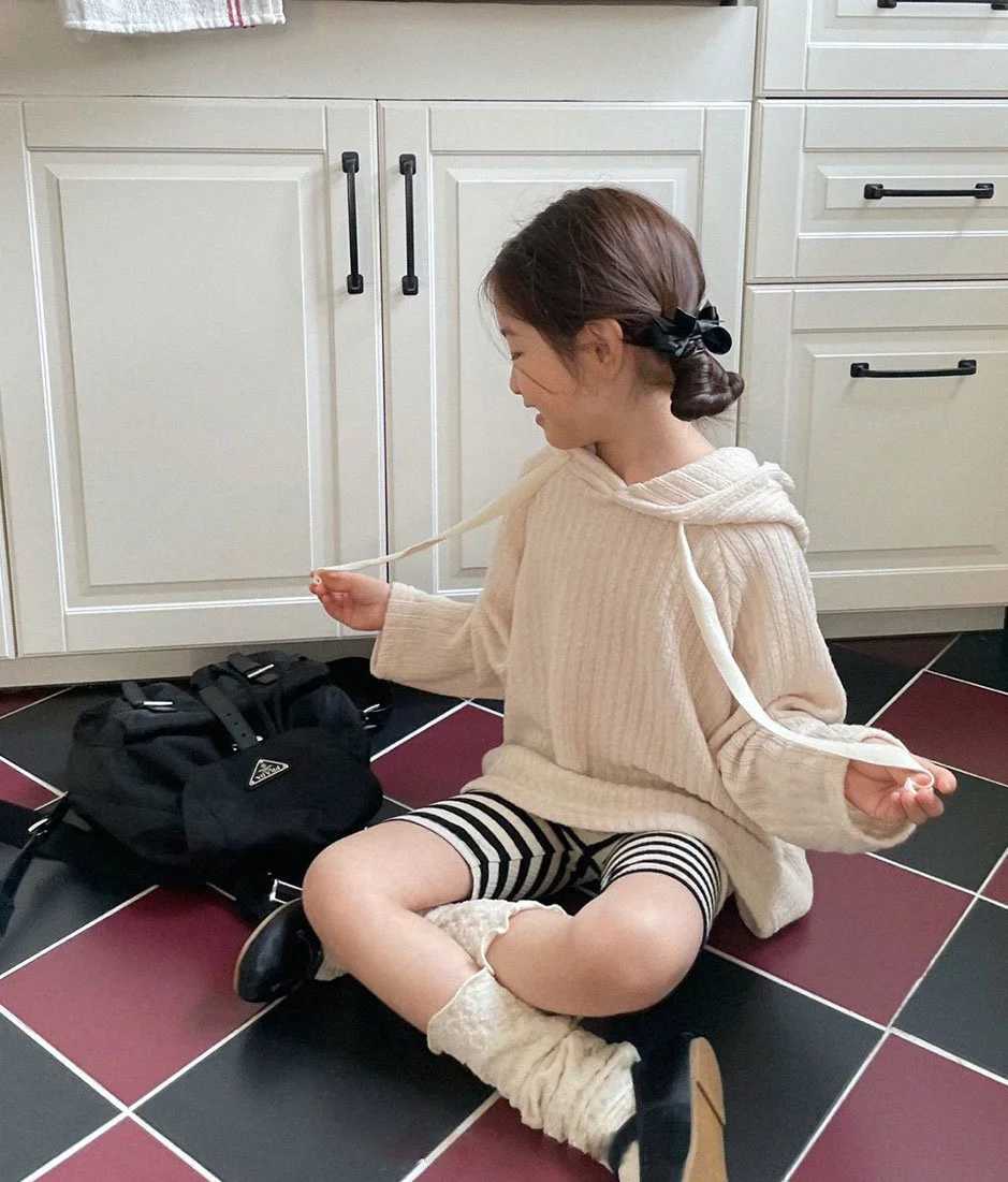 Childrens ribbed cotton girls organic outer pants cycling shorts W240813