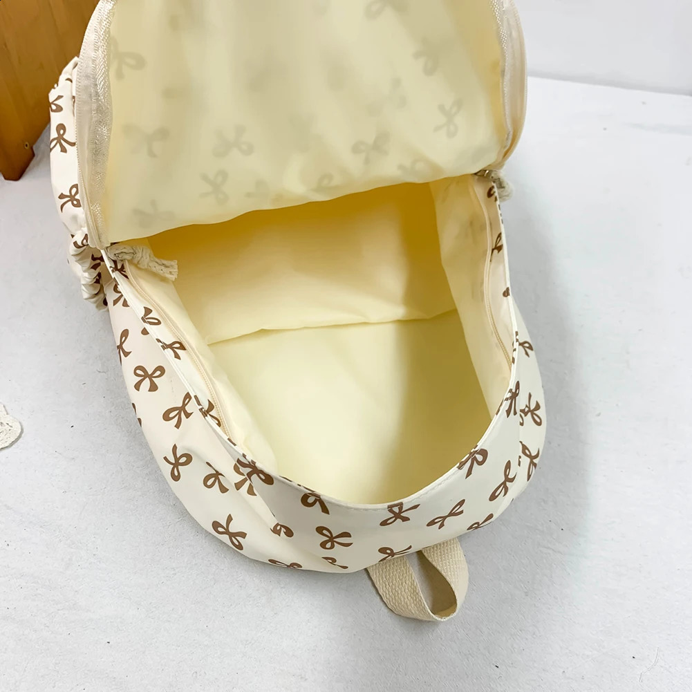 Nylon Backpack for School Bags for Student Cute Schoolbag Bow Printed Women Travel Bag Aesthetic Bookbag Knapsack Rucksack 240813
