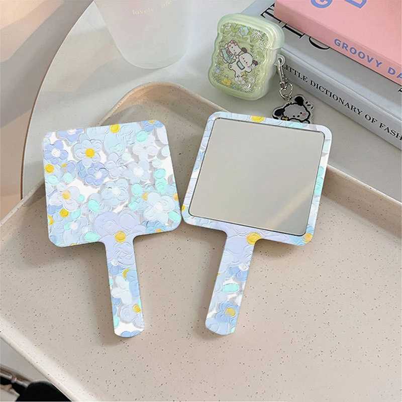 1 pink square handheld makeup mirror suitable for women portable handheld makeup mirror mini makeup tool W240813
