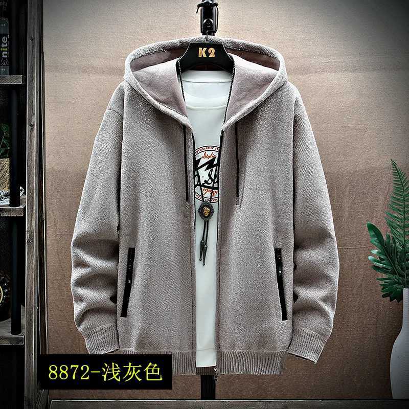Mens sweater cardigan wool sweater new autumn/winter knitted solid color stand up collar zipper pocket warm parachute jacket cold coatW240729