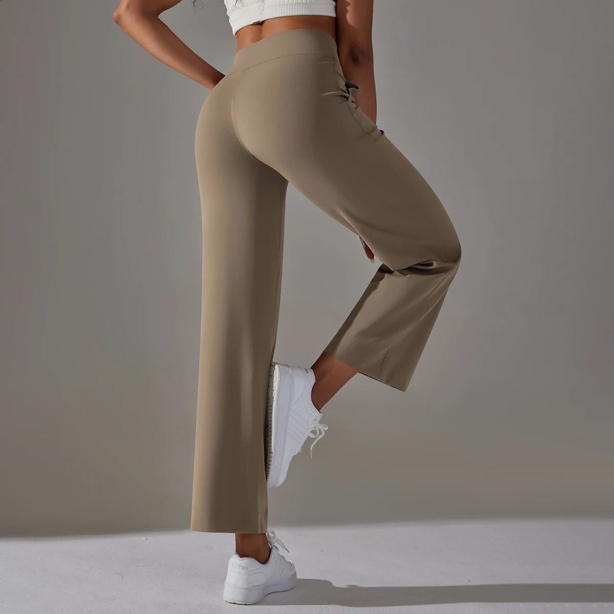 Wide Leg Pants With Pockets Womens Loose Yoga High Waist Legging Drawstring Outdoor Casual Jogging Gym Sports Flare Pants 240813