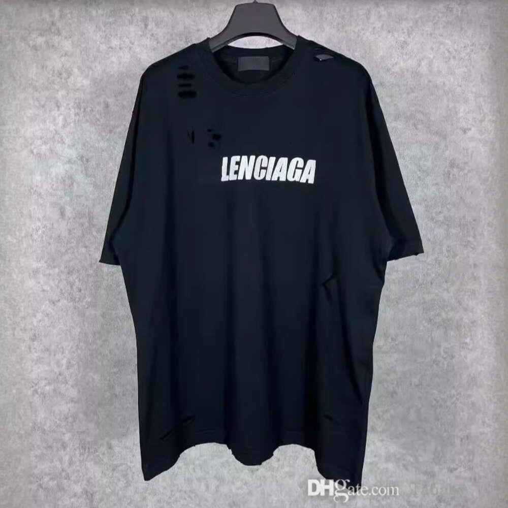 New Mens Designer T Shirt Summer Luxury Brand T-shirt High Quality Wash Vintage Printed Graphic Tee Cut Hole Short Sleeve T-shirts Tops For Men And Women