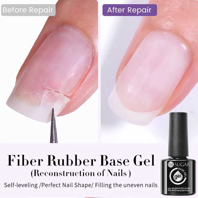 UR SUGAR 7ml Fiber Rubber Base Gel Construction Repair Gel for Damaged Thin Nails Founctional Nail Gel Polish Soak Off VanishM240814
