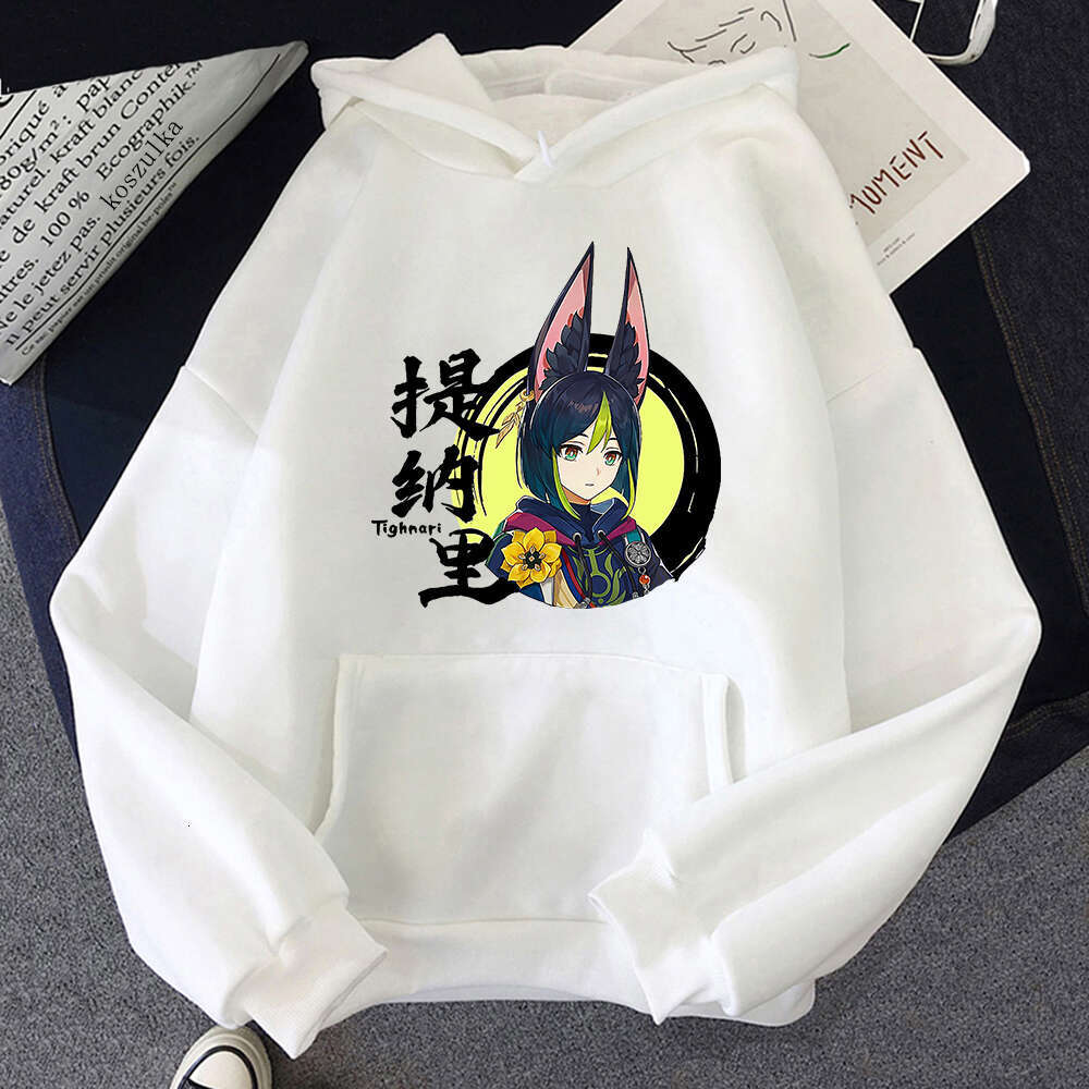 Genshin Impact Hooded Tighnari Print Men Women Plus Size Hoodies Aesthetic Trendy High Quality Sweatshirt Unisex Pullover