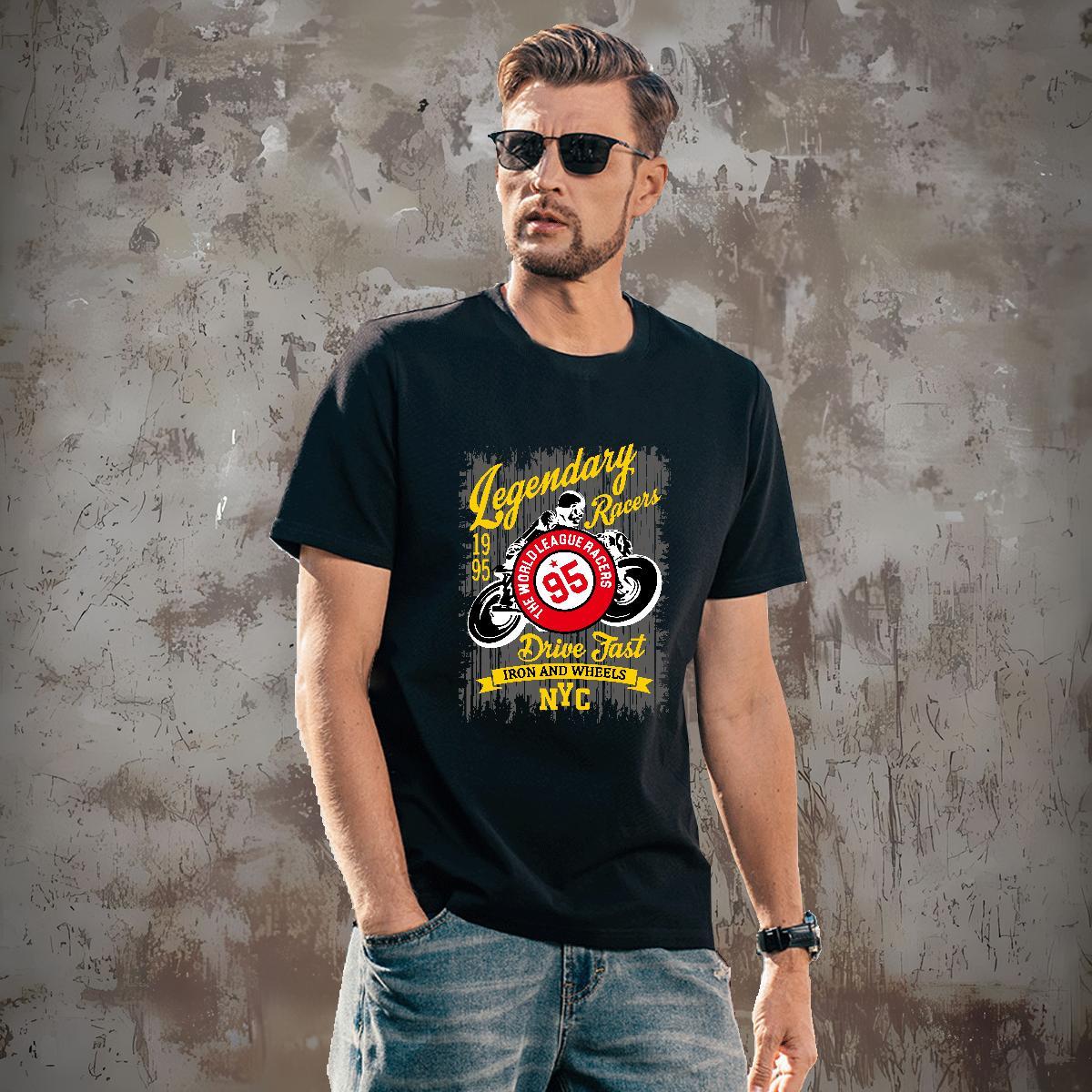 Loose Motorcycle Mens T Shirts Casual Daily Wear Men Tshirts 230g 100% Cotton 2024 Designer O-Neck Short Sleeve Custom Print Oversized Top Tees