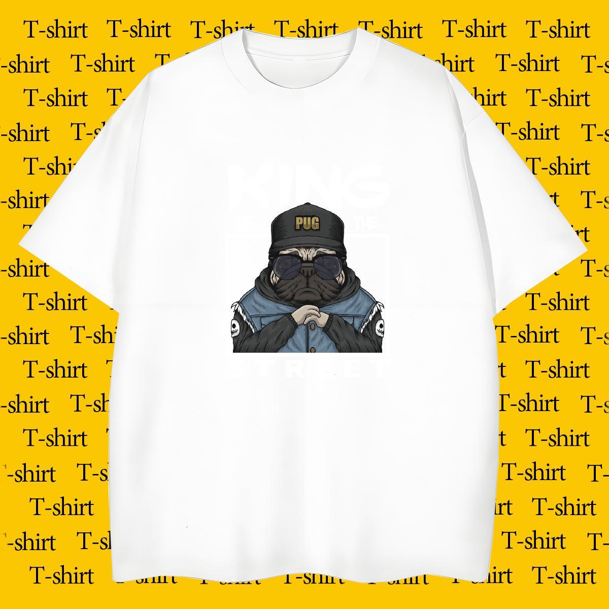Loose T Shirt For Man dog Crew Neck Street wear Hip Hop Custom Big Size 100% Cotton 230g Couples T Shirts Factory Direct Tops