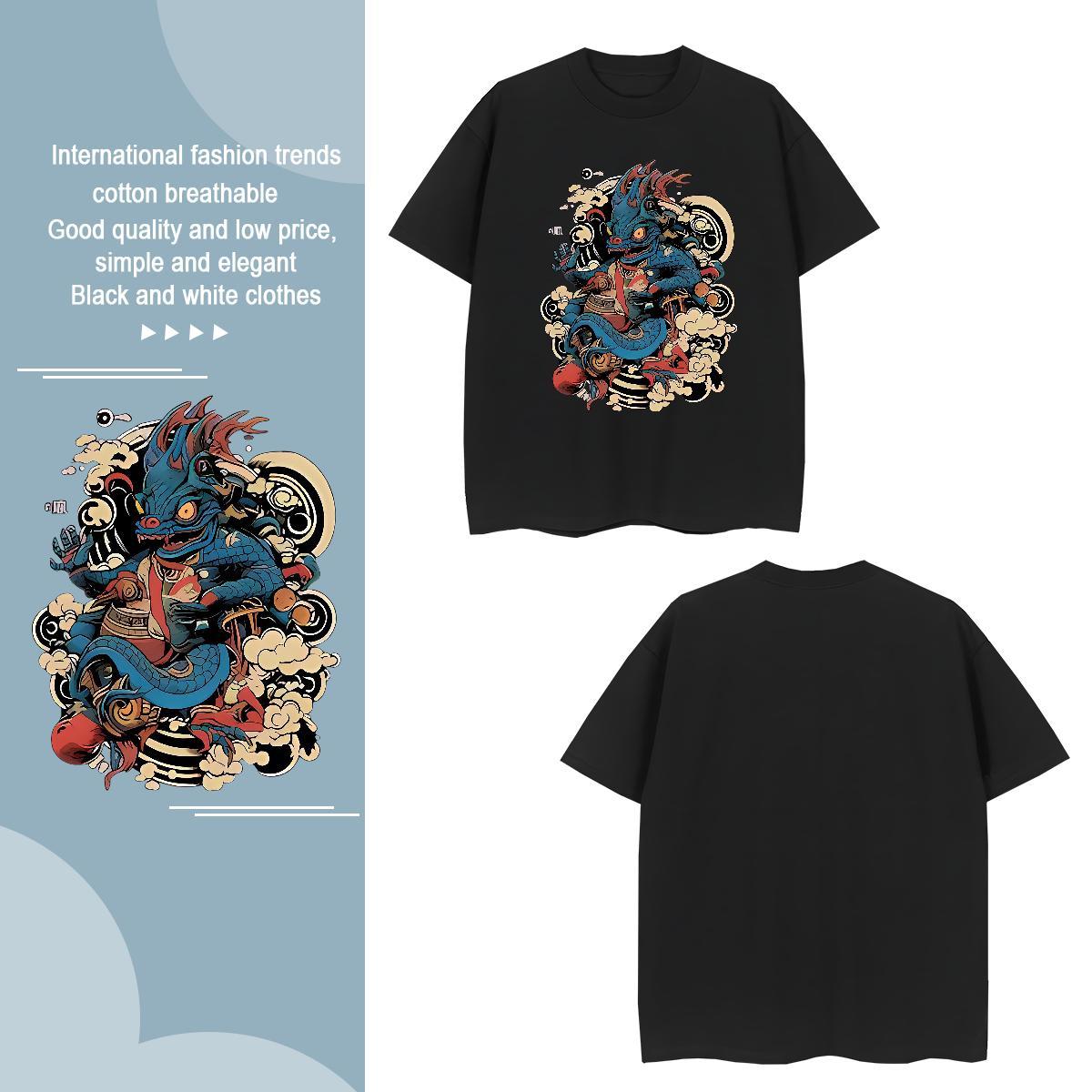 Mens T Shirts 230g 100% Cotton Street wear Hip Hop Breathable Short Sleeve Cartoon Printing L-4XL Couples T Shirts Classic Cool Polos