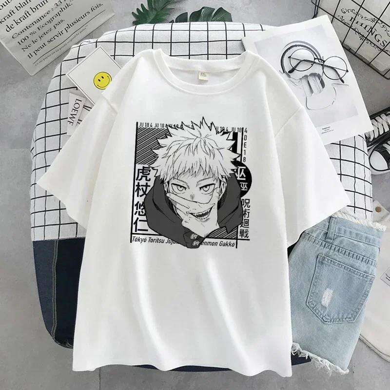 Anime Hot Jujutsu Kaisen T Shirt Itadori Yuji Graphic Print Men Women Casual Loose T-shirts Haruku Aesthetic Unisex Tshirt -shirts shirt