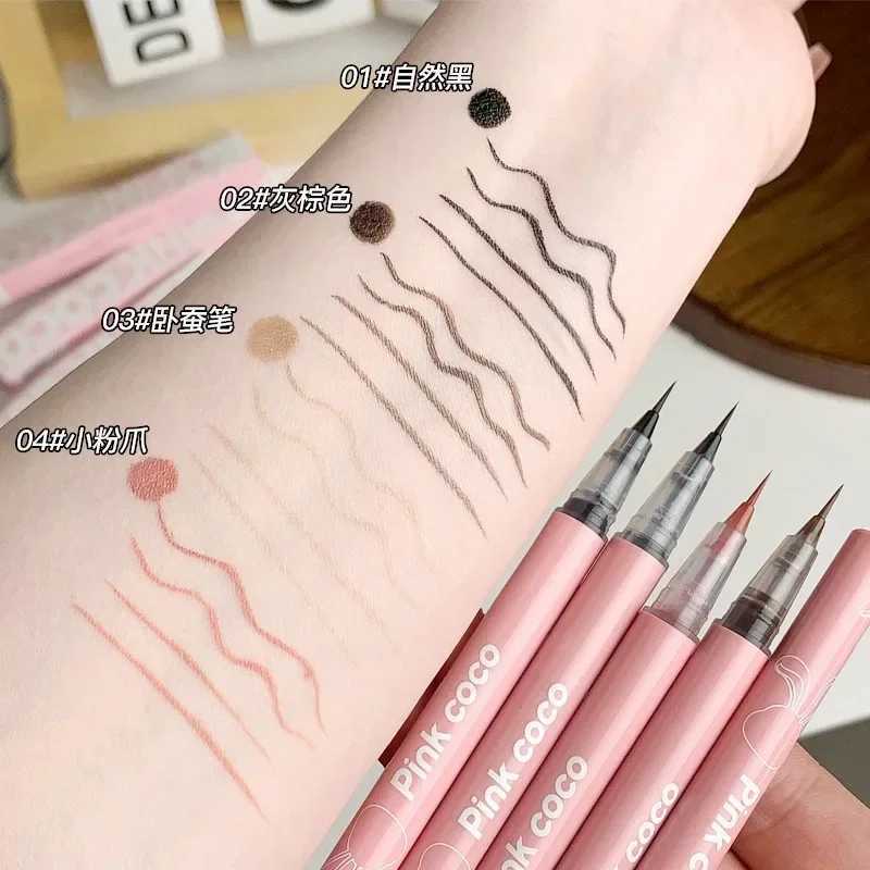 1PC Ultra Thin Silky Matte Liquid Eyeliner Waterproof Non Smudging Lasting Black Brown Pink Lying Silkworm Eye Liner Eyes Makeup Y240813