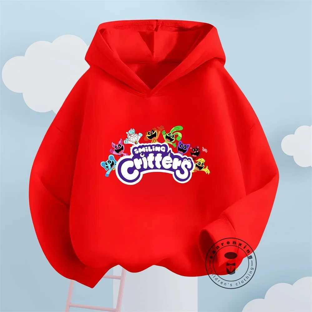 Spring and Autumn Game Smiling Critters Hoodie Kids Cartoon Catnap Clothes Baby Boys Long Sleeve Sweatshirt Toddler Girls CoatsY240814