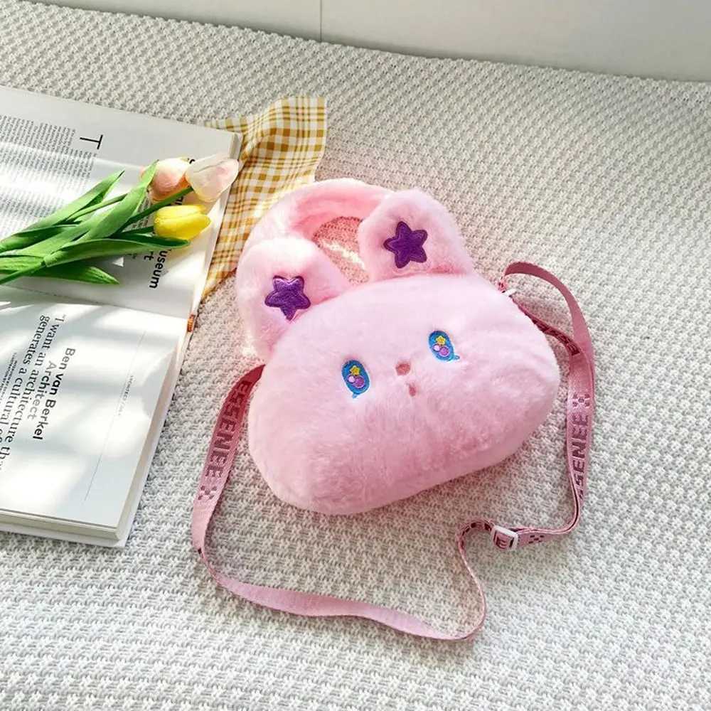 Kawaii Rabbit Plush Handbag for Girls Shoulder Bag Soft Pink White Rabbit Doll Cross Body Bag for Children Messenger Bag W240813