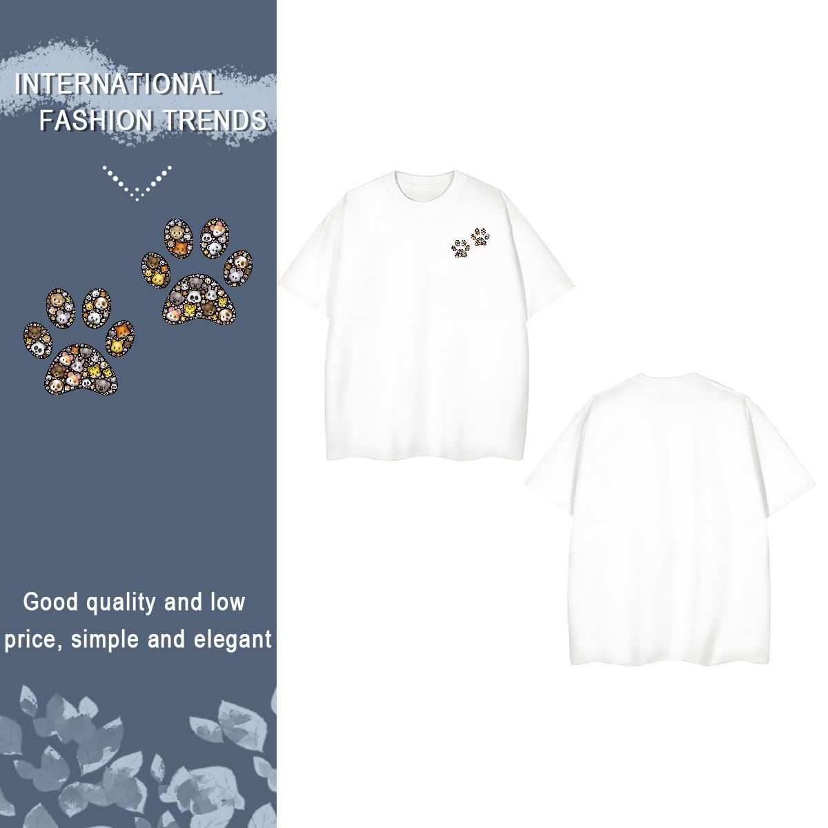 Men T Shirts 230g 100% Cotton dog's paw Daily Outfit Pure Cotton Customized Print Men Tops Tees DIY High Quality Wear