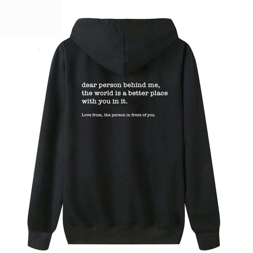 Fashion Slogan Dear Person Behind Me Hoodies for Men Women Simple Personalised Loose Plus Size Streetwear White Sweatshirts Male n alised