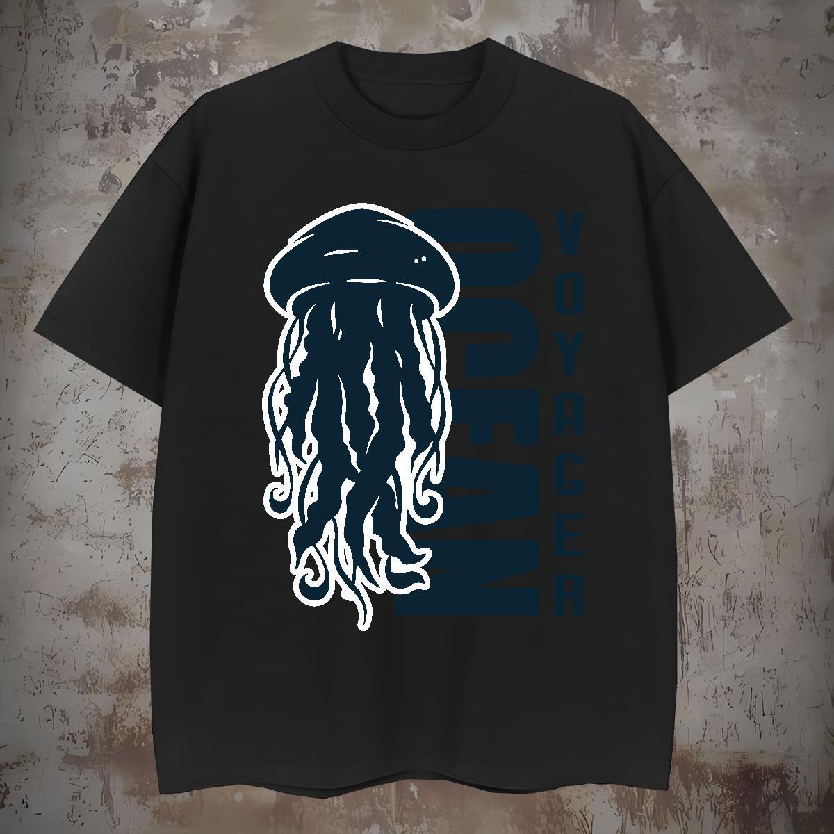 Free Shipping T-Shirts for Men jellyfish Breathable Soft Hip Hop Oversized 4XL 230g 100% Cotton Couples T Shirts Fashion New Tees