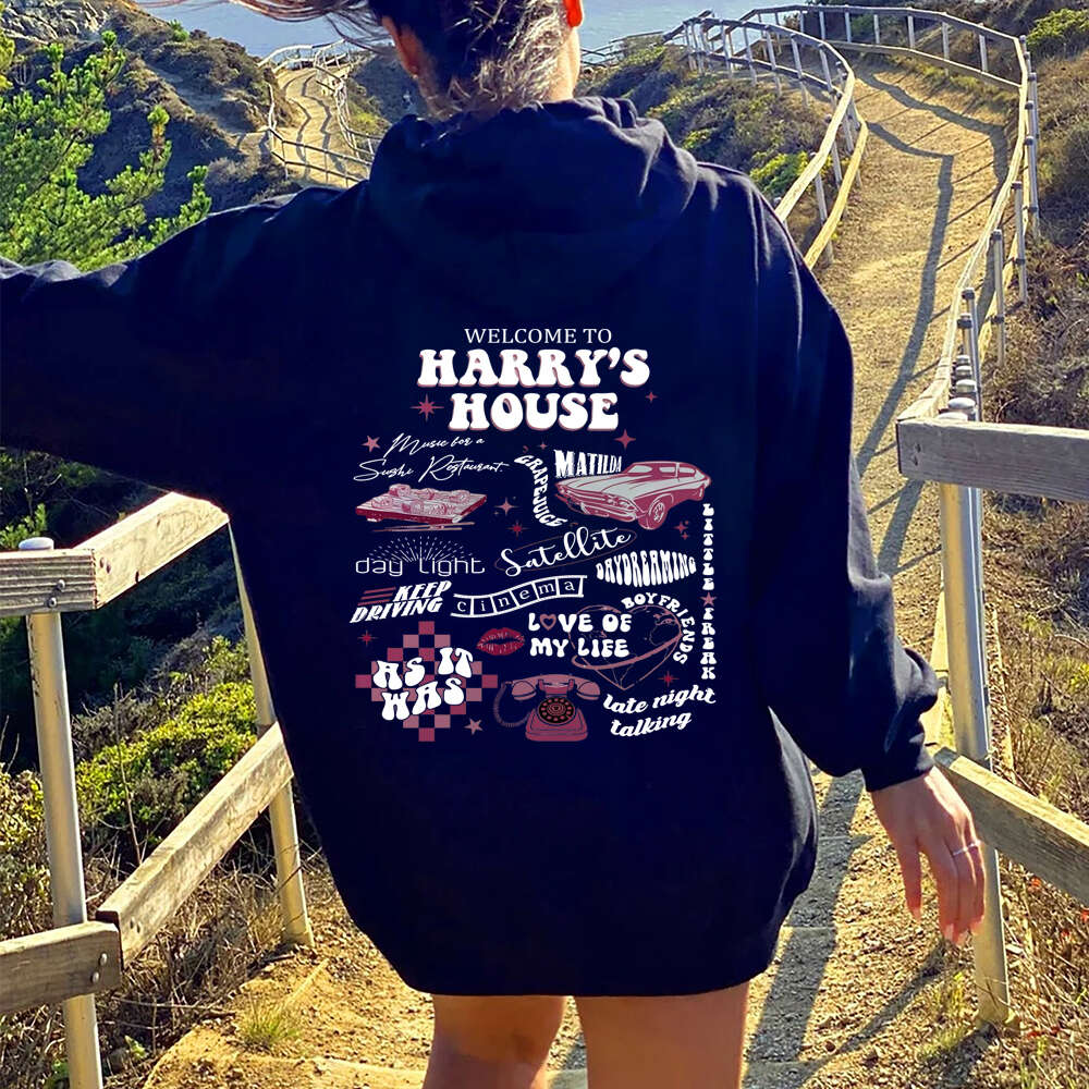 House 's Letter Printed Women's Plus Size Hooded Sweatshirt Y2K Aesthetics Haruku Autumn Winter Warm Unisex Hoodie Women