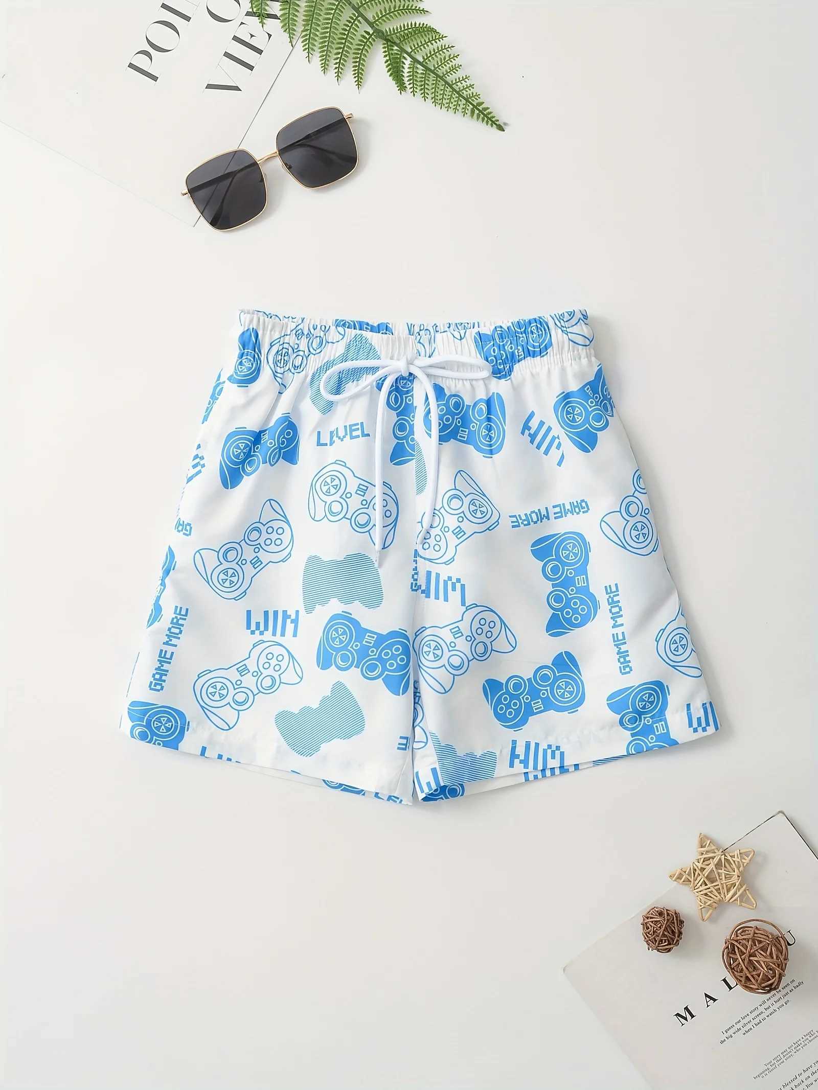 Childrens game console 3D printed boys shorts casual clothing boys swimming trunks cartoon summer childrens beach shorts W240813