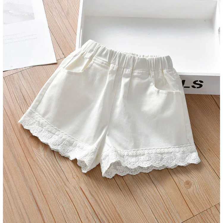 Girls shorts 2022 summer slim baby casual shorts butterfly lace Korean style childrens shorts W240813