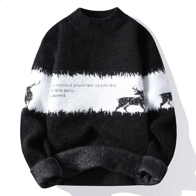 Mens Women Autumn Winter Sweater Mens Trend Casual Slim Print Round Neck Knitted Pullover Street Outdoor Cotton Warm Sweatshirt 240821