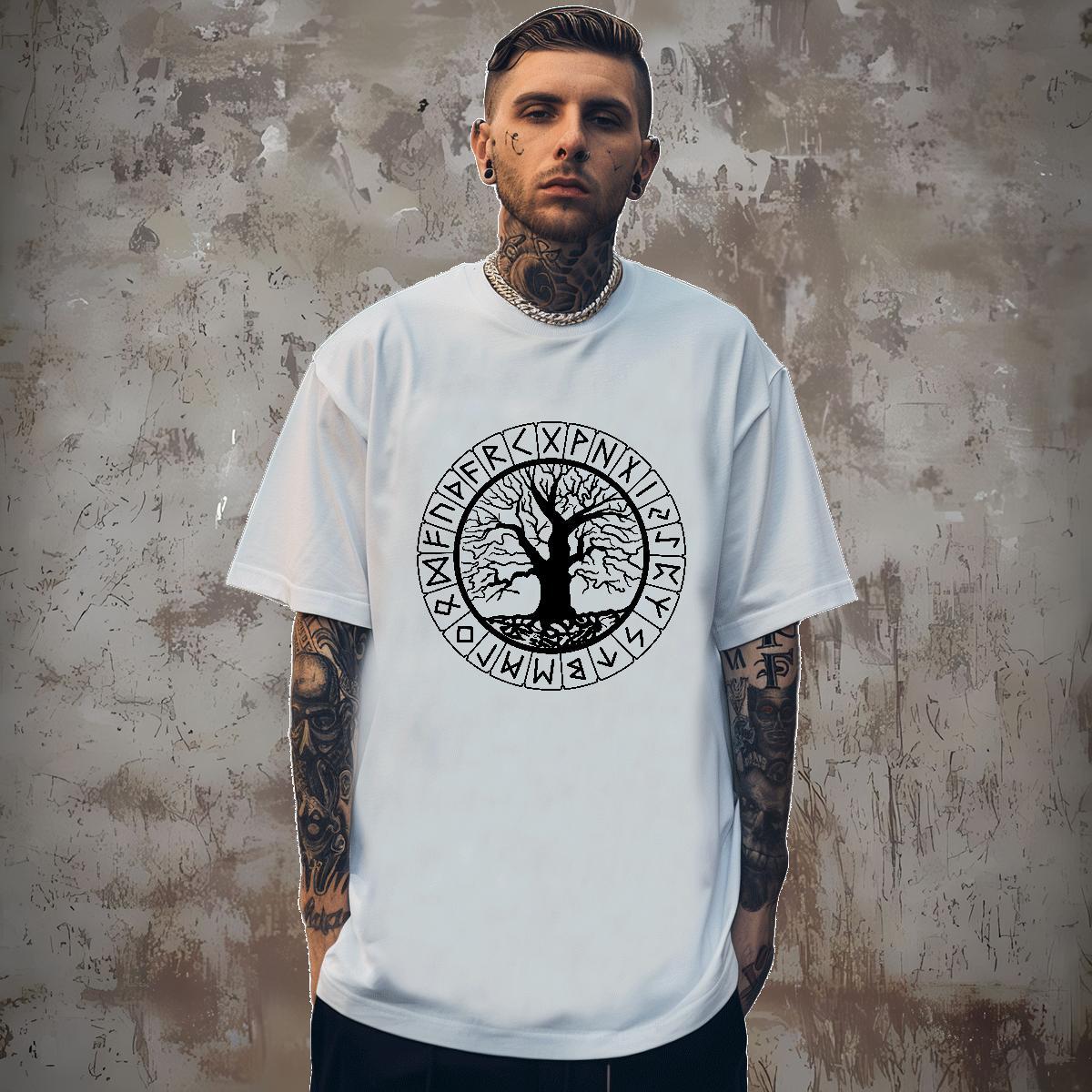 Man T Shirts 230g Cotton tree Street Round Neck Short Sleeve DIY Anime Men Tshirts Designer Fashion Wholesale Tees