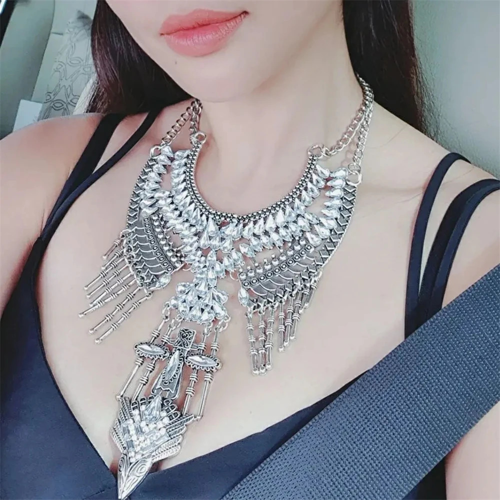 Bohemian Indian Ethnic Vintage Statement Large Collar Choker Necklace Women Fashion Maxi Long Geometric Jewelry 240813