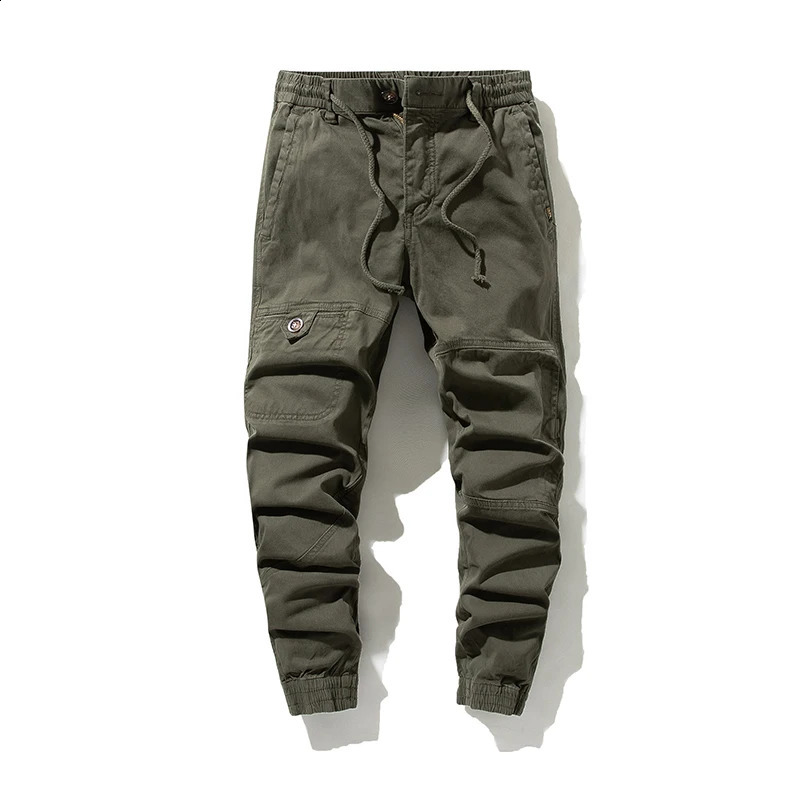 Fashion Mens Tactical Cargo Pants Men Elastic Waist Joggers Army Military Casual Cotton Pants High Quality Long Trousers 240812