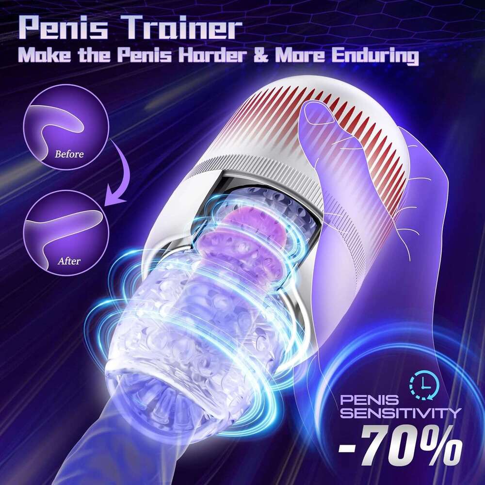 Men's automatic male sexual toy - portable male sexual toy pocket genital vibrator with 4 speeds and 12 rotation modes, electric hands-free machi