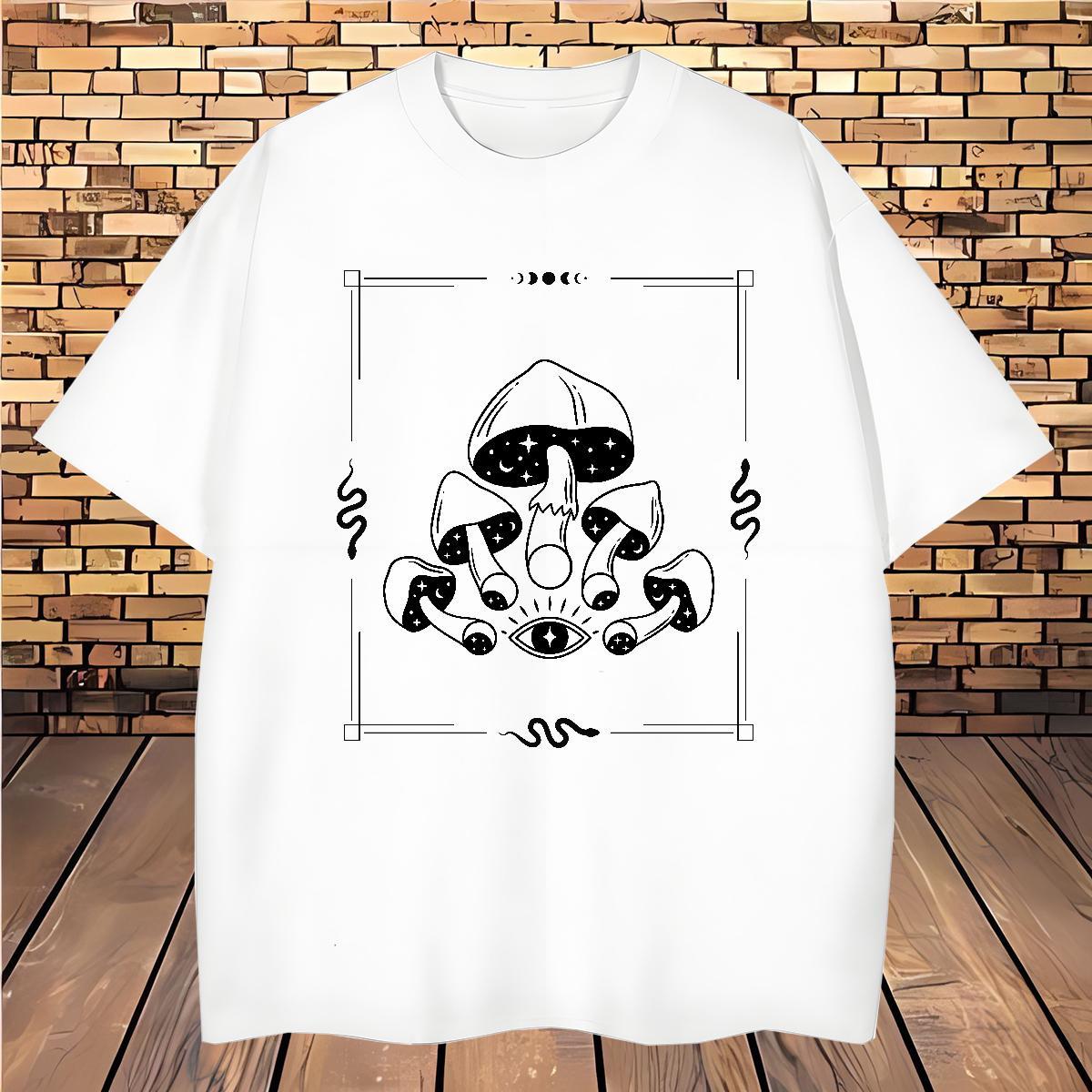 Comfortable mushroom T-Shirts Sport Mens Tshirts 100% Cotton 230g Customized O-Neck Short Sleeve Custom Printed Wear