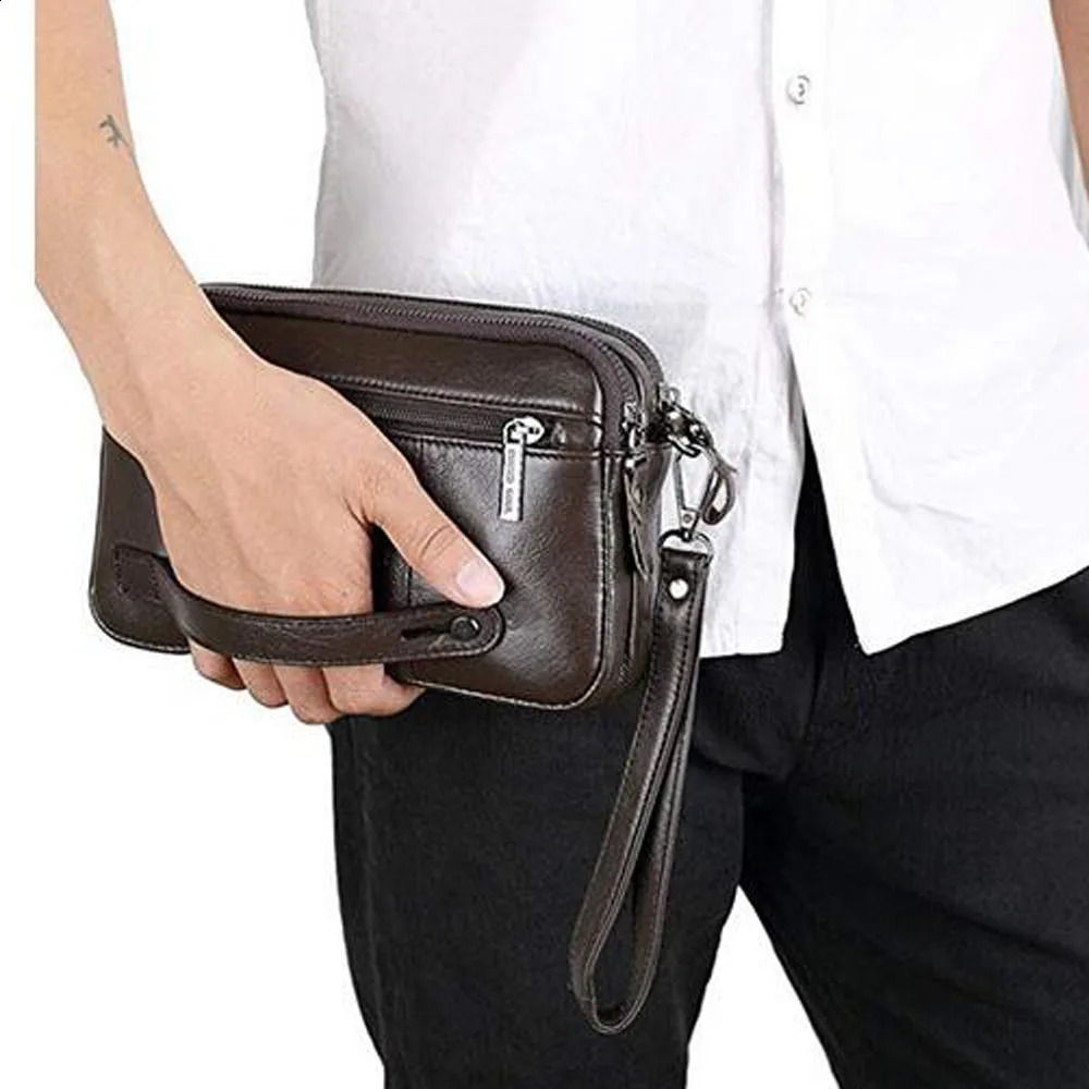 Genuine leather mens wallet business clutch wallet genuine leather wallet 240816
