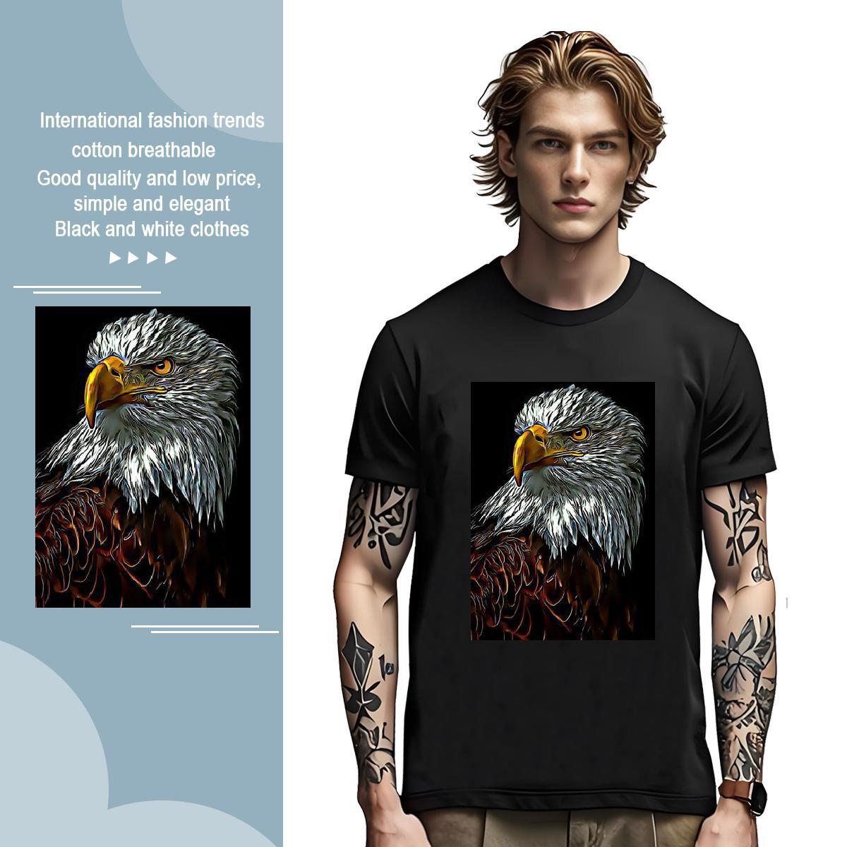 Cool Design T-Shirts eagle O-Neck Short Sleeve Hip Hop Street Asian Size 230g Pure Cotton Tshirt for Man Woman Stylist Tees