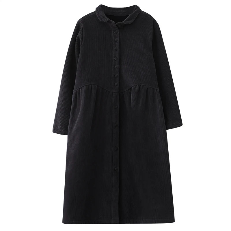 2024 Winter Women Trench Fleece Long-sleeved Loose Corduroy Solid Color Vintage Fashion Casual Women Long Warm Coat YoYiKamomo 240813