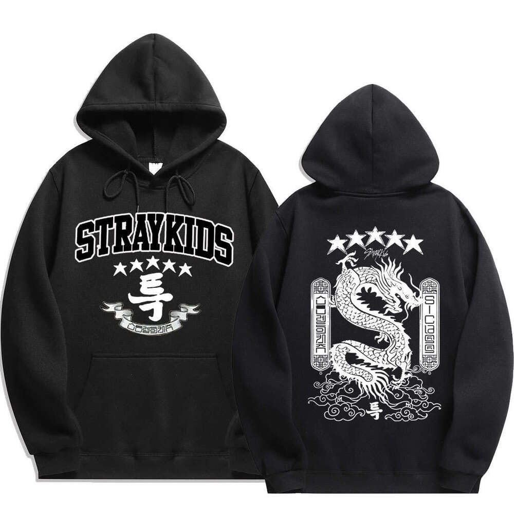 Star 5 Dragon Hoodies Women Men Autumn Winter Kpop Popular Korean Style Streetwear Thick Fleece Long Sleeves Soft Sweatshirts