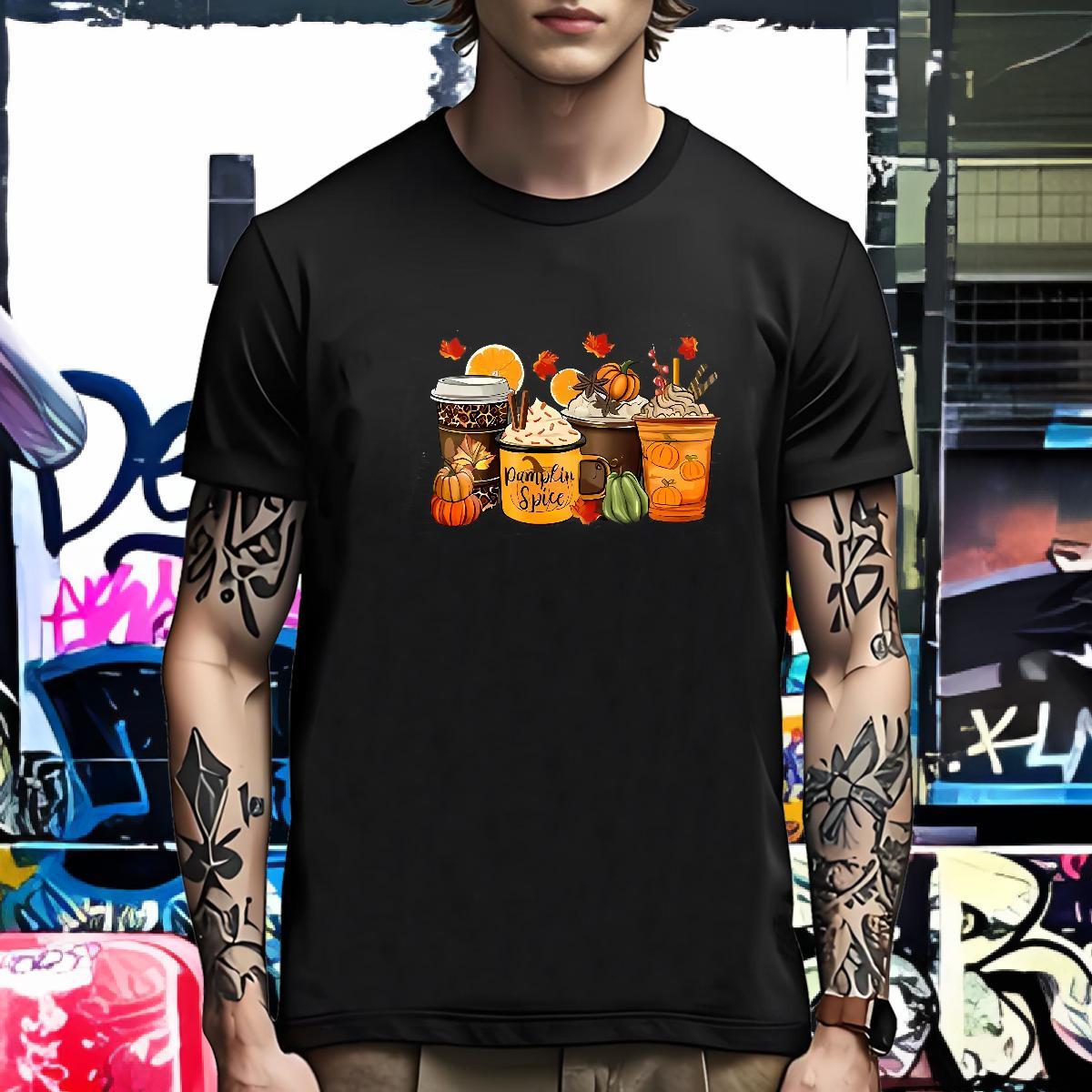 Cool T Shirt For Man pumpkin Crew Neck Spring Summer Oversized 3XL 4XL 100% Cotton 230g Men Tshirts New Arrival Tees Shirts